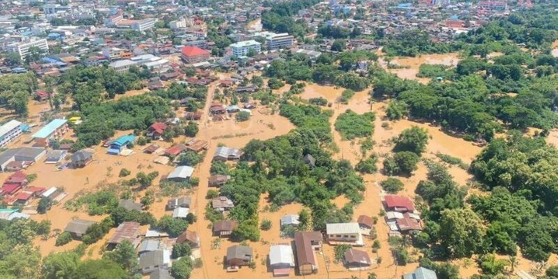 1 2 an aerial view shows trees and houses in the aftermath of floods in phrae province thailand august 24 2024 thailand s department of royal rainmaking and agricultural aviation handout via reuters purchase licensing rights