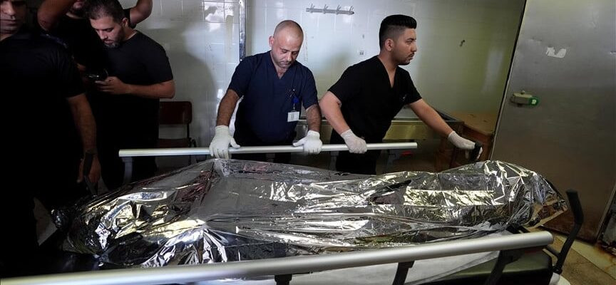 a lifeless body of turkish american activist aysenur ezgi eygi who was shot in the head with a bullet by israeli forces are taken to rafidia state hospital in nablus west bank on september 06 2024 photo anadolu agency